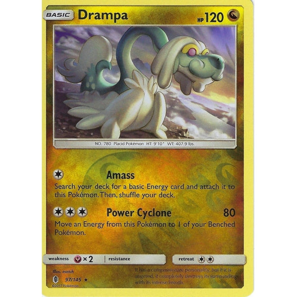 Pokemon Sun &amp; Moon Guardians Rising Card: DRAMPA - 97/145 - REVERSE HOLO