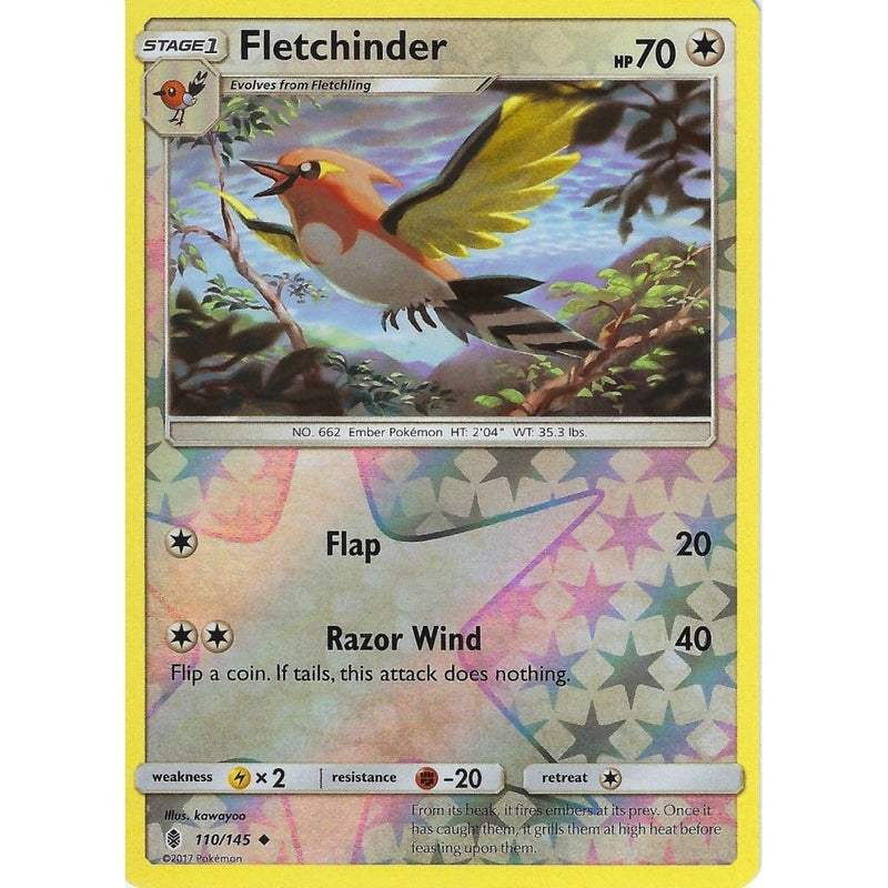 Pokemon Sun & Moon Guardians Rising Card: FLETCHINDER - 110/145 - REVE - Recaptured LTD Pokemon Sun & Moon Guardians Rising Card: FLETCHINDER - 110/145 - REVE - Recaptured LTD