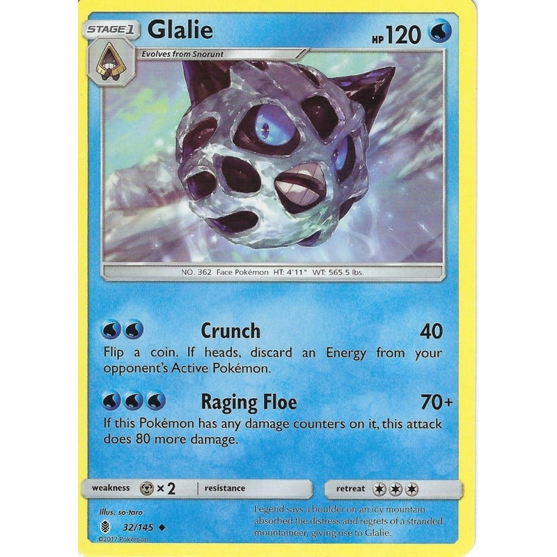Pokemon Sun & Moon Guardians Rising Card: GLALIE - 32/145 - Recaptured LTD Pokemon Sun & Moon Guardians Rising Card: GLALIE - 32/145 - Recaptured LTD