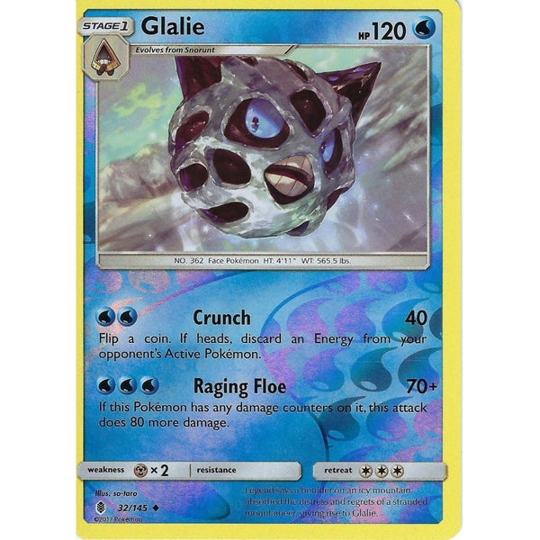 Pokemon Sun &amp; Moon Guardians Rising Card: GLALIE - 32/145 - REVERSE HOLO