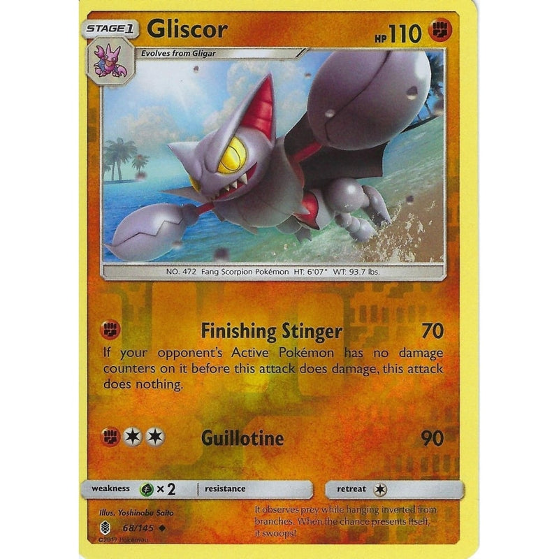 Pokemon Sun & Moon Guardians Rising Card: GLISCOR - 68/145 - REVERSE H - Recaptured LTD Pokemon Sun & Moon Guardians Rising Card: GLISCOR - 68/145 - REVERSE H - Recaptured LTD