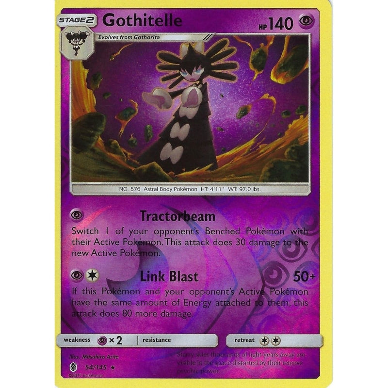 Pokemon Sun & Moon Guardians Rising Card: GOTHITELLE - 54/145 - REVERS - Recaptured LTD Pokemon Sun & Moon Guardians Rising Card: GOTHITELLE - 54/145 - REVERS - Recaptured LTD