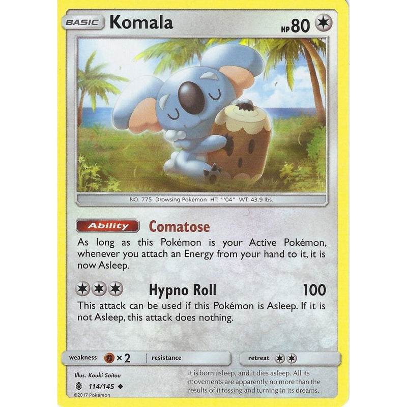 Pokemon Sun & Moon Guardians Rising Card: KOMALA - 114/145 - Recaptured LTD Pokemon Sun & Moon Guardians Rising Card: KOMALA - 114/145 - Recaptured LTD