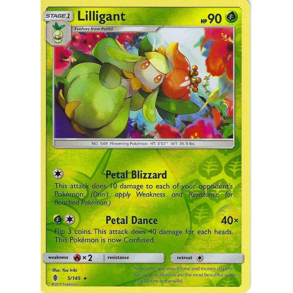 Pokemon Sun &amp; Moon Guardians Rising Card: LILLIGANT - 5/145 - REVERSE HOLO