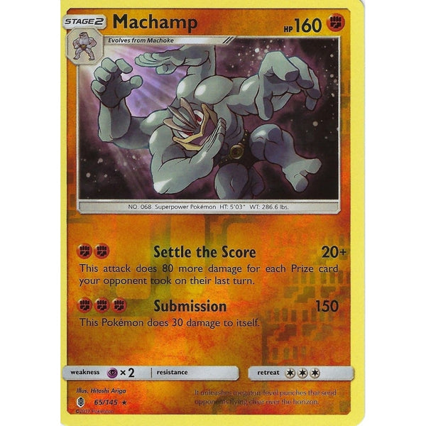 Pokemon Sun &amp; Moon Guardians Rising Card: MACHAMP - 65/145 - REVERSE HOLO