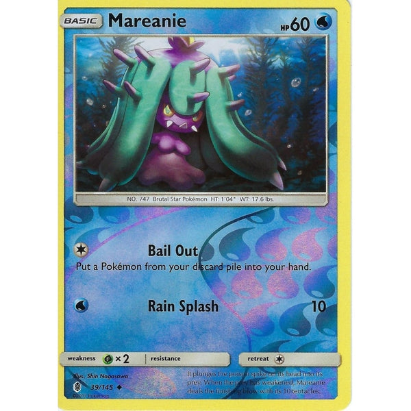 Pokemon Sun &amp; Moon Guardians Rising Card: MAREANIE - 39/145 - REVERSE HOLO