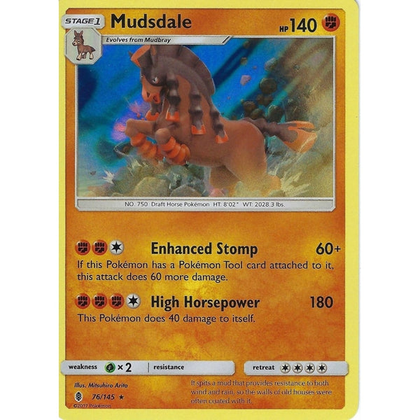 Pokemon Sun &amp; Moon Guardians Rising Card: MUDSDALE - 76/145 - HOLO