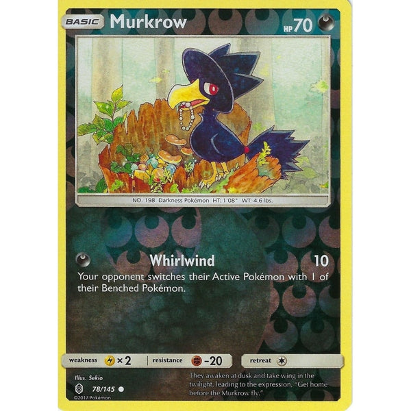 Pokemon Sun &amp; Moon Guardians Rising Card: MURKROW - 78/145 - REVERSE HOLO