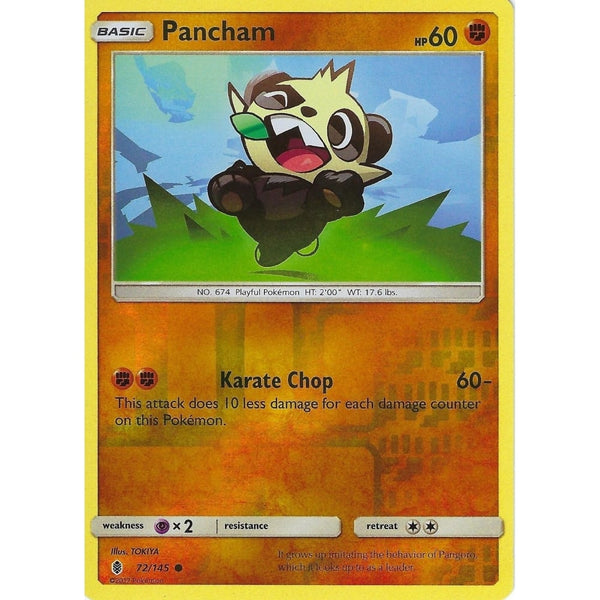 Pokemon Sun &amp; Moon Guardians Rising Card: PANCHAM - 72/145 - REVERSE HOLO