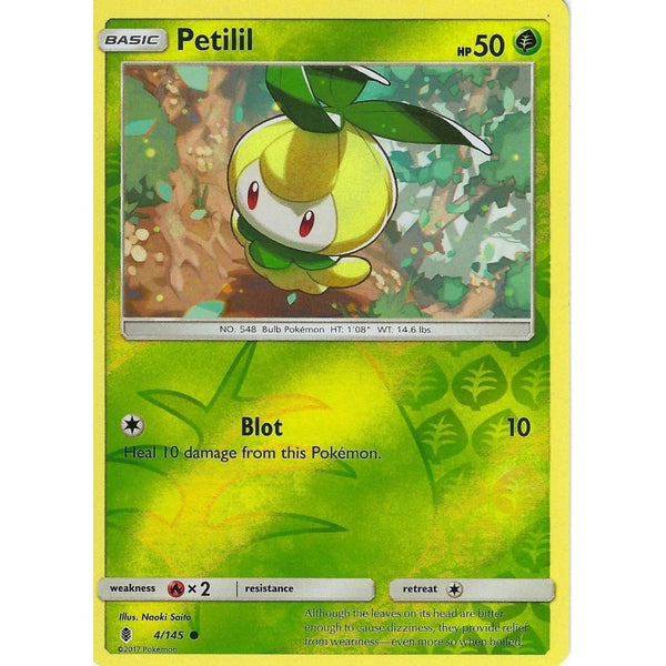 Pokemon Sun &amp; Moon Guardians Rising Card: PETILIL - 4/145 - REVERSE HOLO