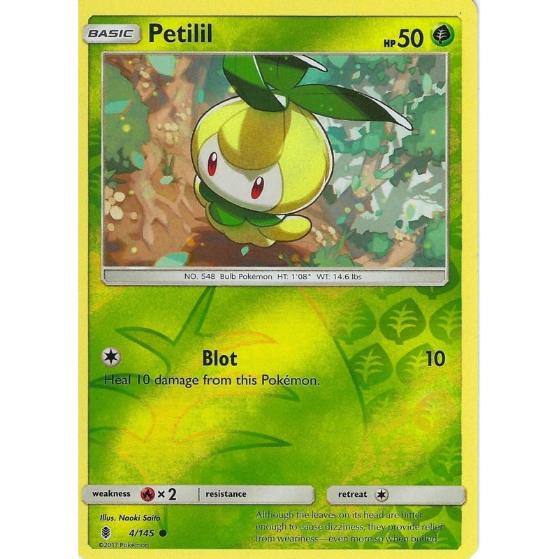 Pokemon Sun & Moon Guardians Rising Card: PETILIL - 4/145 - REVERSE HO - Recaptured LTD Pokemon Sun & Moon Guardians Rising Card: PETILIL - 4/145 - REVERSE HO - Recaptured LTD