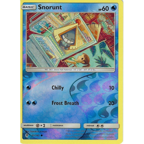 Pokemon Sun &amp; Moon Guardians Rising Card: SNORUNT - 31/145 - REVERSE HOLO