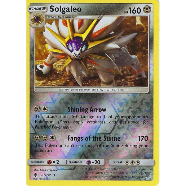 Pokemon Sun &amp; Moon Guardians Rising Card: SOLGALEO - 87/145 - REVERSE HOLO