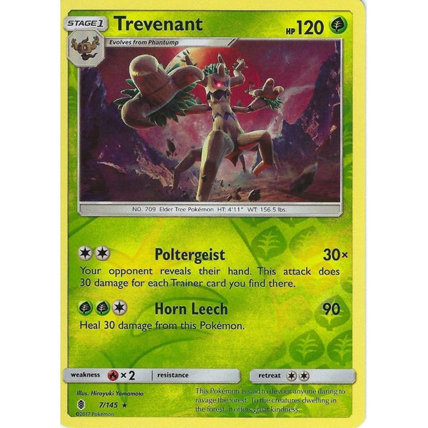 Pokemon Sun &amp; Moon Guardians Rising Card: TREVENANT - 7/145 - REVERSE HOLO