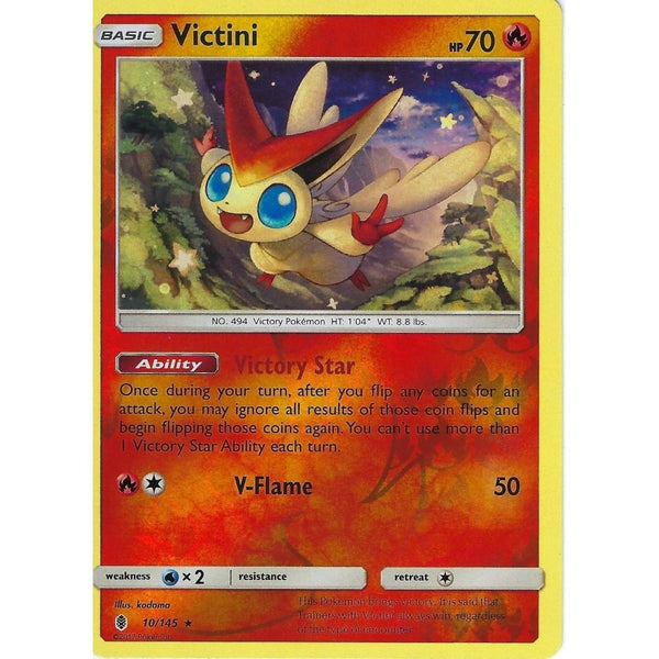Pokemon Sun &amp; Moon Guardians Rising Card: VICTINI - 10/145 - REVERSE HOLO