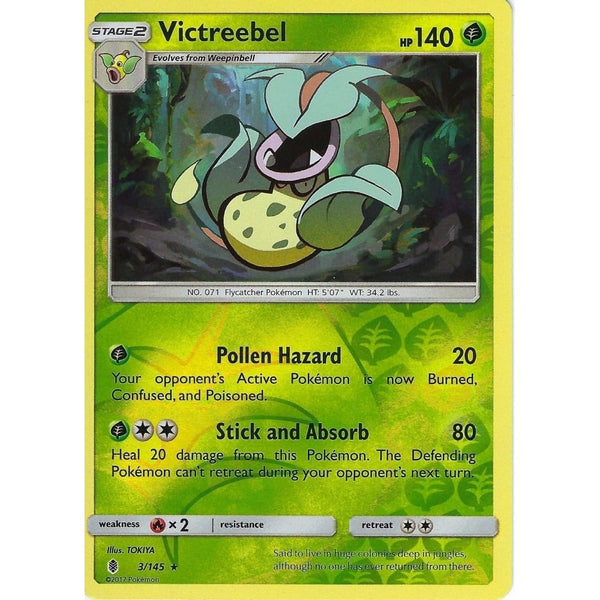 Pokemon Sun &amp; Moon Guardians Rising Card: VICTREEBEL - 3/145 - REVERSE HOLO