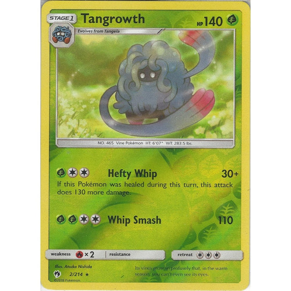 Pokemon Tangrowth - 2/214 - Rare Reverse Holo Card - SM8 Lost Thunder