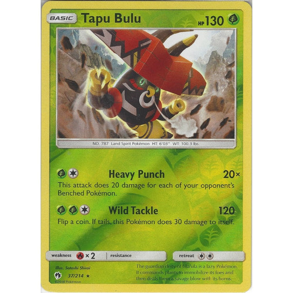 Pokemon Tapu Bulu - 37/214 - Rare Reverse Holo Card - SM8 Lost Thunder