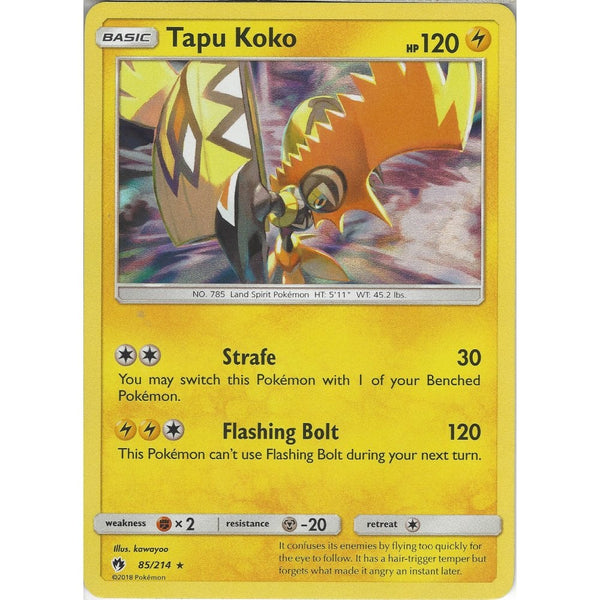 Pokemon Tapu Koko - 85/214 - Rare Holo Card - SM8 Lost Thunder