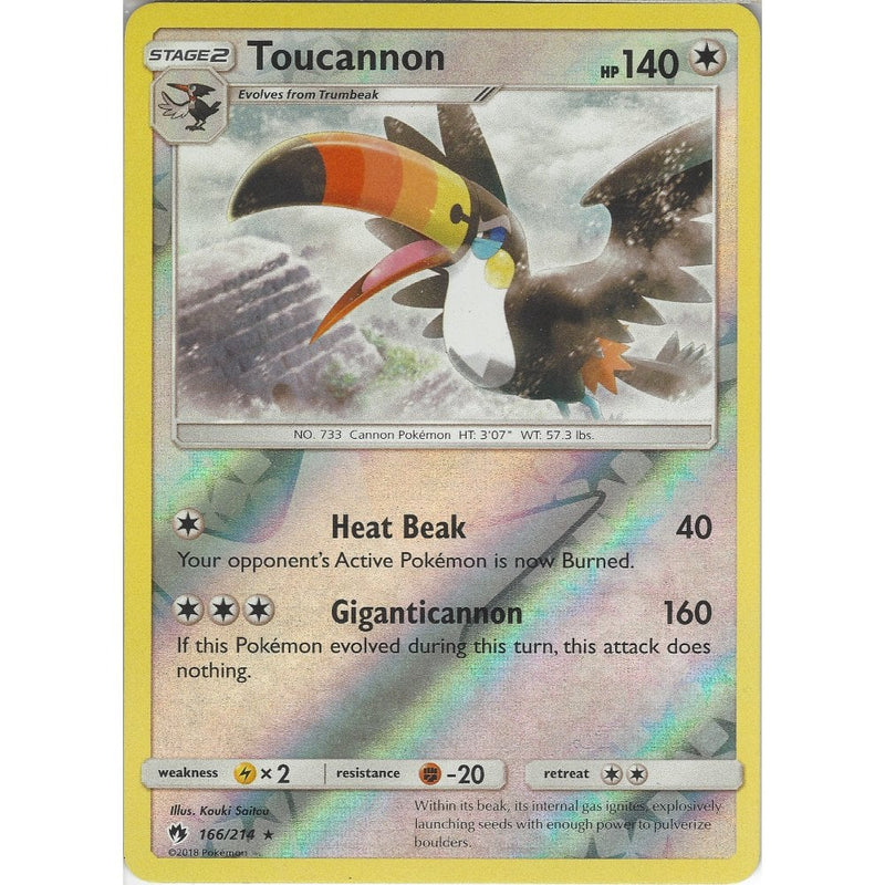 trumbeak pokemon card Pokemon Toucannon - 166/214 - Rare Reverse Holo Card - SM8 Lost Thunde