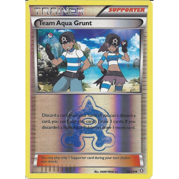 POKEMON TRAINER CARD - XY DOUBLE CRISIS - TEAM AQUA GRUNT 26/34 REV HOLO