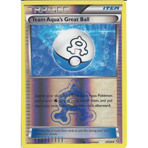 POKEMON TRAINER CARD - XY DOUBLE CRISIS - TEAM AQUA'S GREAT BALL 27/34 REV HOLO
