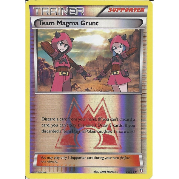 POKEMON TRAINER CARD - XY DOUBLE CRISIS - TEAM MAGMA GRUNT 30/34 REV HOLO