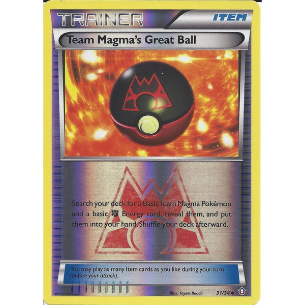 POKEMON TRAINER CARD - XY DOUBLE CRISIS - TEAM MAGMA'S GREAT BALL 31/34 REV HOLO