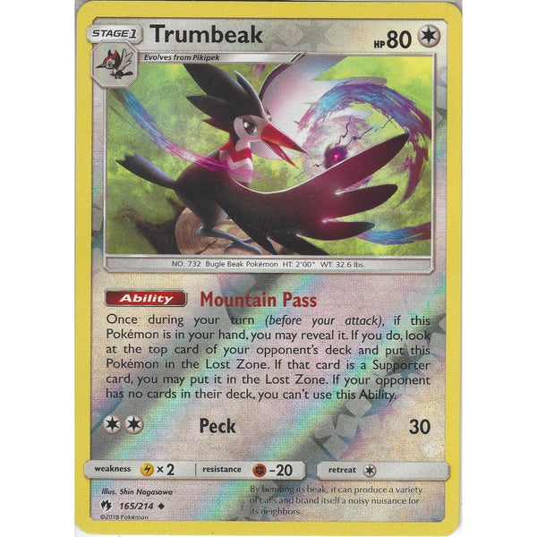 Pokemon Trumbeak - 165/214 - Uncommon Reverse Holo Card - SM8 Lost Thunder