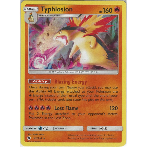 Pokemon Typhlosion - 42/214 - Rare Holo Card - SM8 Lost Thunder