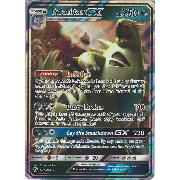 Pokemon Tyranitar GX - 121/214 - Rare Holo GX Card - SM8 Lost Thunder