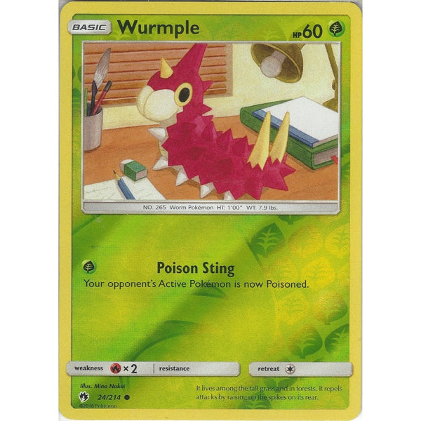 Pokemon Wurmple - 24/214 - Common Reverse Holo Card - SM8 Lost Thunder