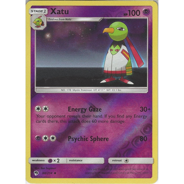 Pokemon Xatu - 88/214 - Uncommon Reverse Holo Card - SM8 Lost Thunder
