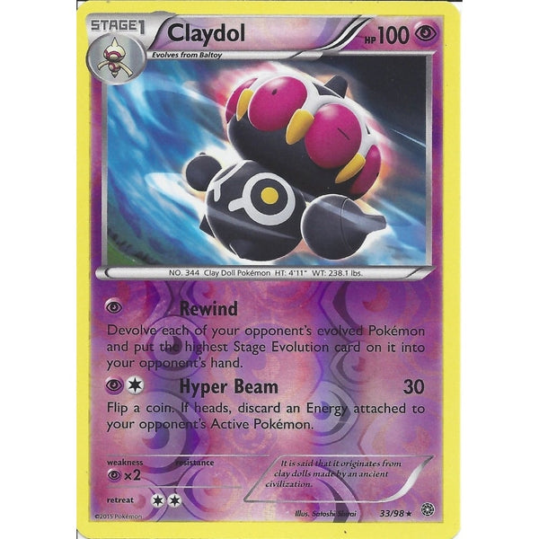 Pokemon XY Ancient Origins Card - CLAYDOL 33/98 REV HOLO