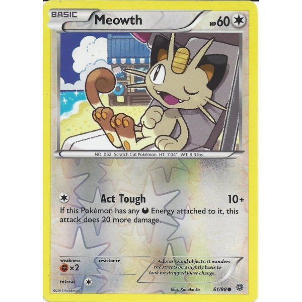 Pokemon XY Ancient Origins Card - MEOWTH 61/98 REV HOLO