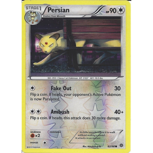 Pokemon XY Ancient Origins Card - PERSIAN 62/98 REV HOLO