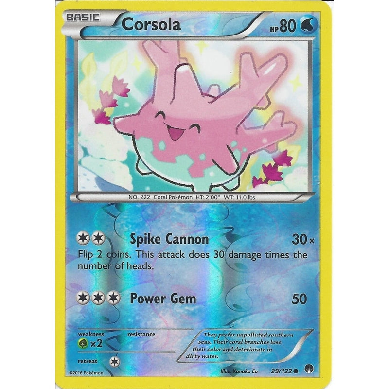 Pokemon XY BREAK-POINT - CORSOLA 29/122 REV-ERSE HOLO