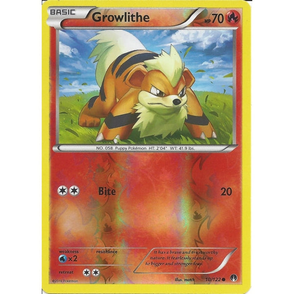 Pokemon XY BREAK-POINT - GROWLITHE 10/122 REV-ERSE HOLO