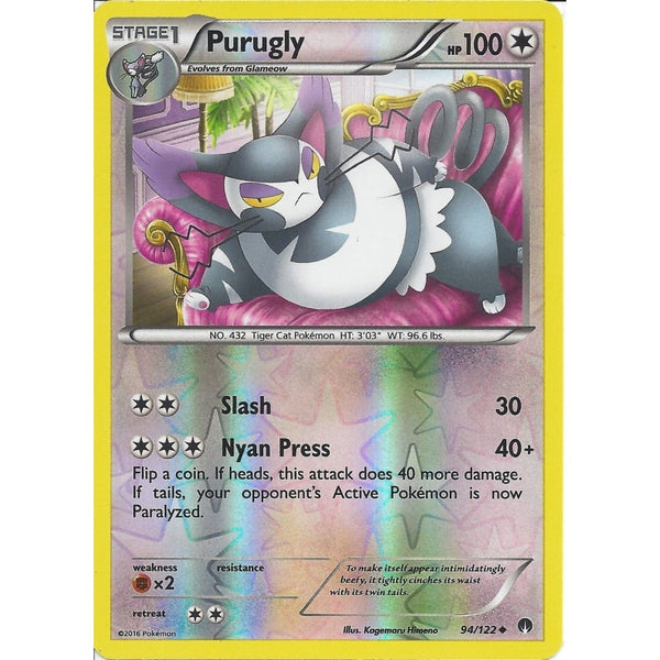 Pokemon XY BREAK-POINT - PURUGLY 94/122 REV-ERSE HOLO