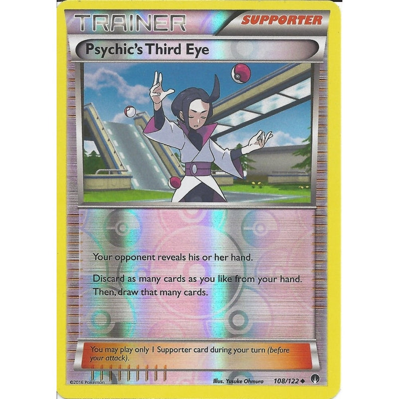2016 pokemon trainer card Pokemon XY BREAK-POINT - TRAINER- PSYCHIC'S THIRD EYE 108/122 REV-ERSE