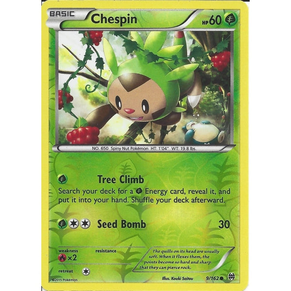 Pokemon XY BREAK THROUGH - CHESPIN 9/162 REVERSE HOLO