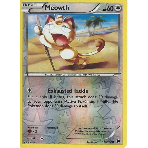 POKEMON XY BREAK THROUGH - MEOWTH 114/162 REV HOLO
