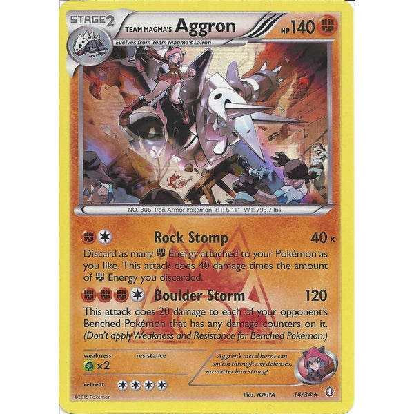 Pokemon XY DOUBLE CRISIS - TEAM MAGMA&#039;S AGGRON 14/34 HOLO
