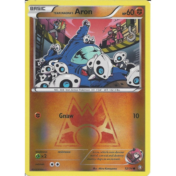 Pokemon XY DOUBLE CRISIS - TEAM MAGMA'S ARON 12/34 REV HOLO