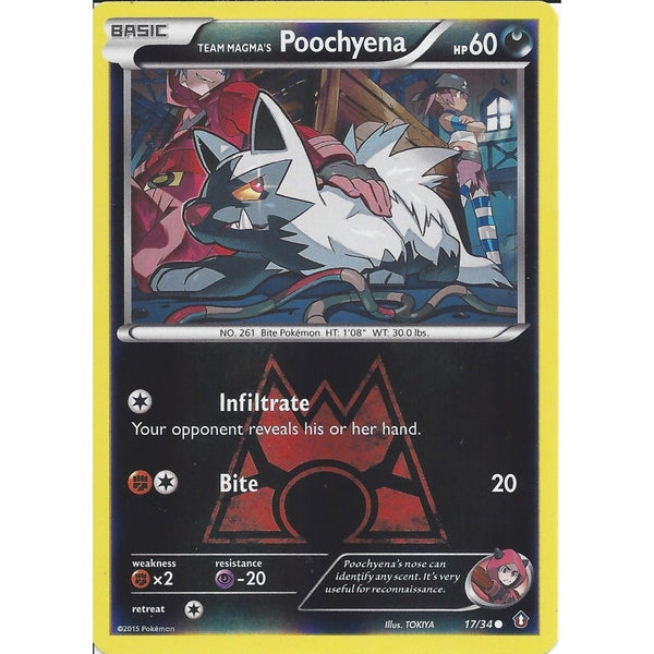 Pokemon XY DOUBLE CRISIS - TEAM MAGMA'S POOCHYENA 17/34 REV HOLO