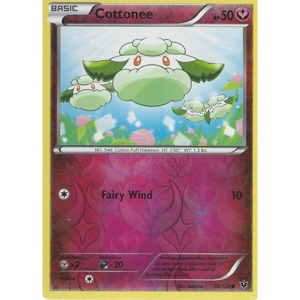 POKEMON XY FATES COLLIDE - COTTONEE - 70/124 REVERSE HOLO
