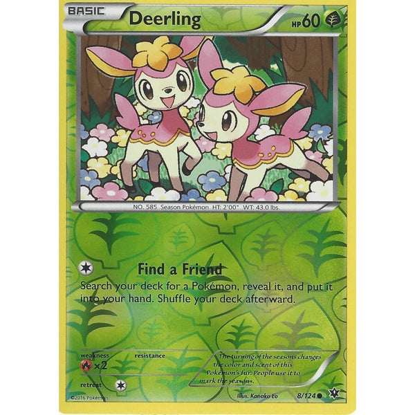 POKEMON XY FATES COLLIDE - DEERLING - 8/124 REVERSE HOLO