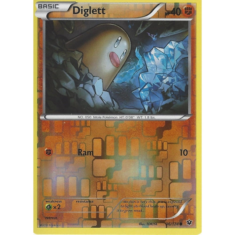 how much is a diglett pokemon card worth POKEMON XY FATES COLLIDE - DIGLETT - 36/124 REVERSE HOLO