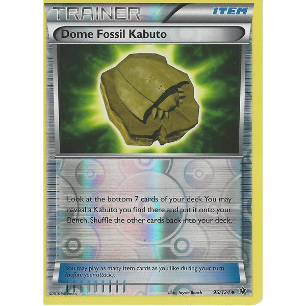 POKEMON XY FATES COLLIDE - DOME FOSSIL KABUTO 96/124 REVERSE HOLO