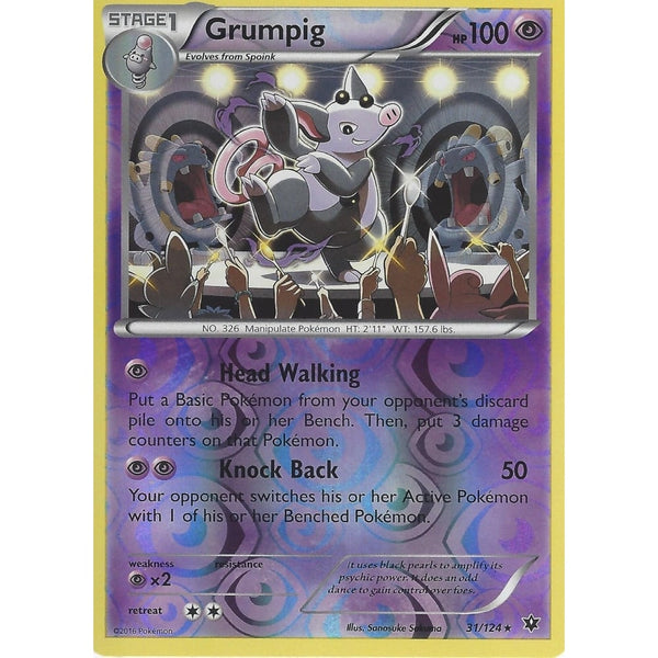 POKEMON XY FATES COLLIDE - GRUMPIG - 31/124 REVERSE HOLO